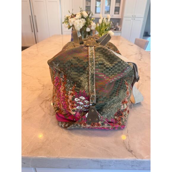 Parcel London Large Canvas Travel Bag Colorful Gardencore Print Adjustable Strap - Picture 3 of 9